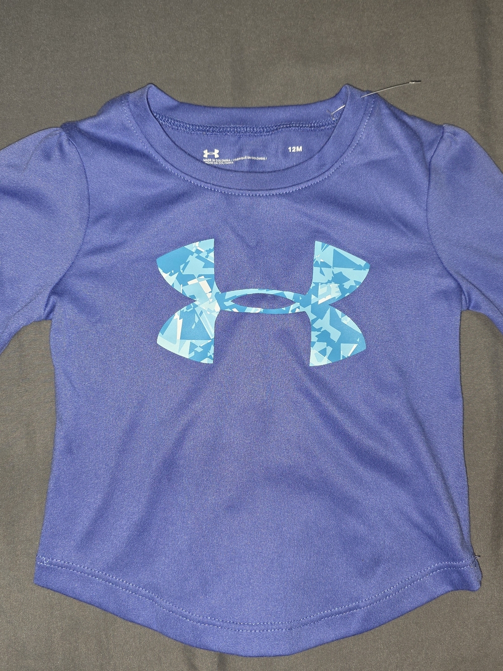Under Armour Purple Kids' Short Sleeve Shirt with Blue Logo